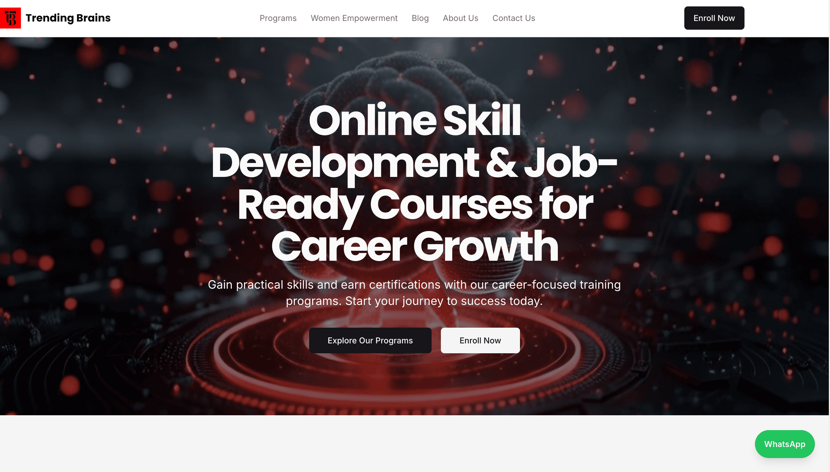 Screenshot of the Trending Brains homepage